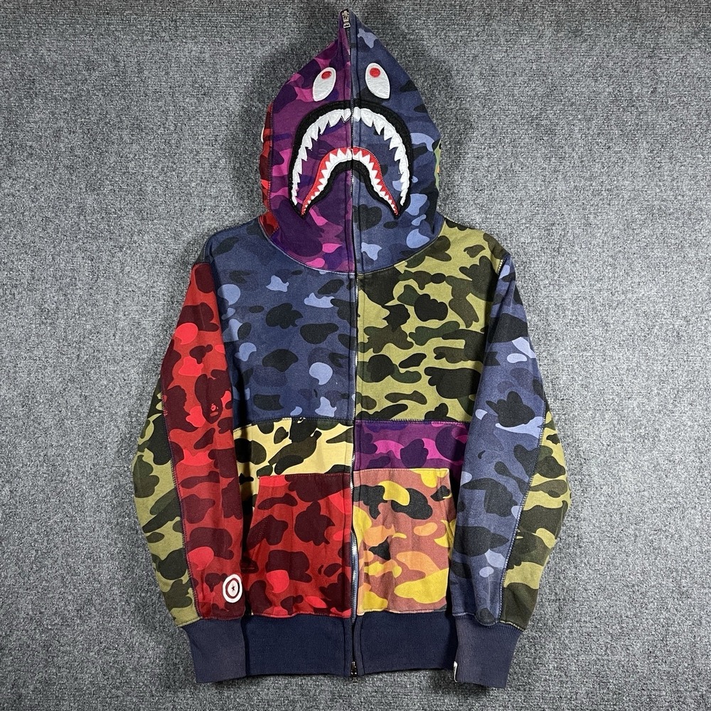 BAPE Mix Camo Shark Full Zip Hoodie Multi Color Size Medium *AUTH NOT GUARANTEED